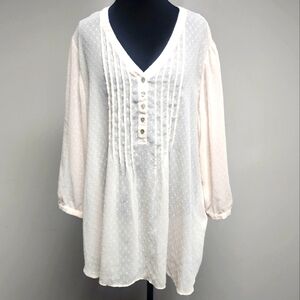 Rose + Olive Light Petal Pink Pastel Sheer Swiss Dot Blouse Coquette Cottage